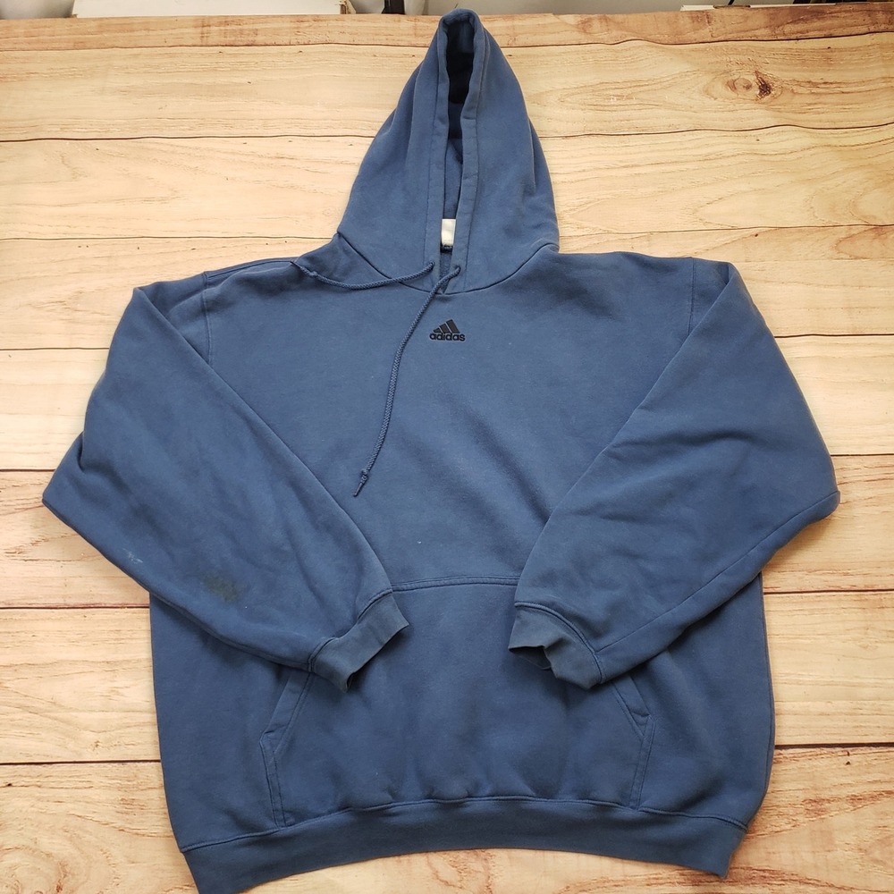 VINTAGE Adidas Sweater Mens Extra Large Blue Pullover Hoodie Sweatshirt 2003